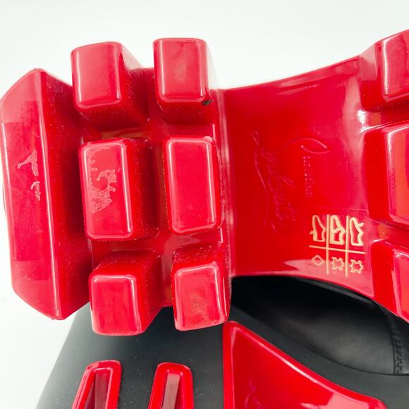 Christian Louboutin Marchacroche Duna Black  Lug Sole Ankle Chelsea Boots EU 37 - Picture 10 of 12